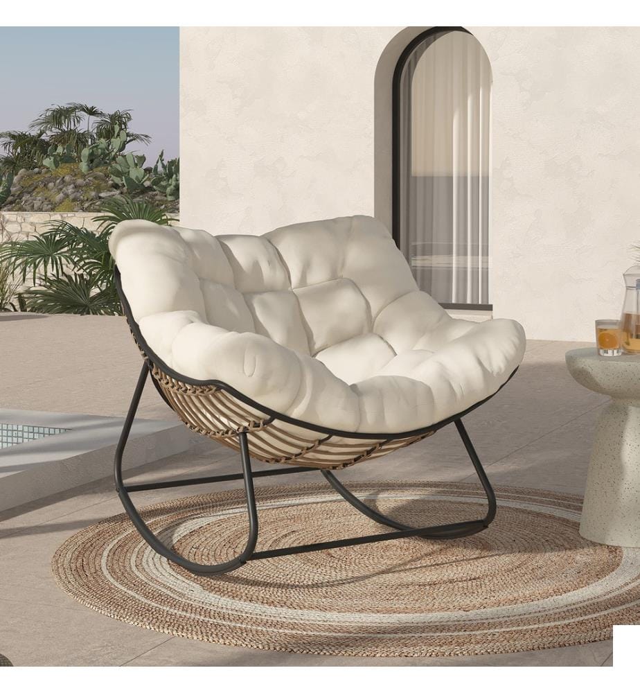 Fauteuil de jardin à bascule Lois et coussins - Multicolore
