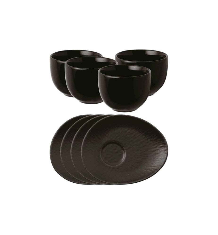 Arthur Krupp Service à café avec assiettes Onyx 4 pièces, Noir