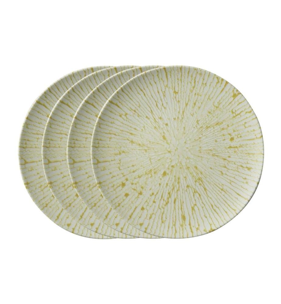 Assiettes plates Arthur Krupp Golden Ray 4 pièces, Beige/Or