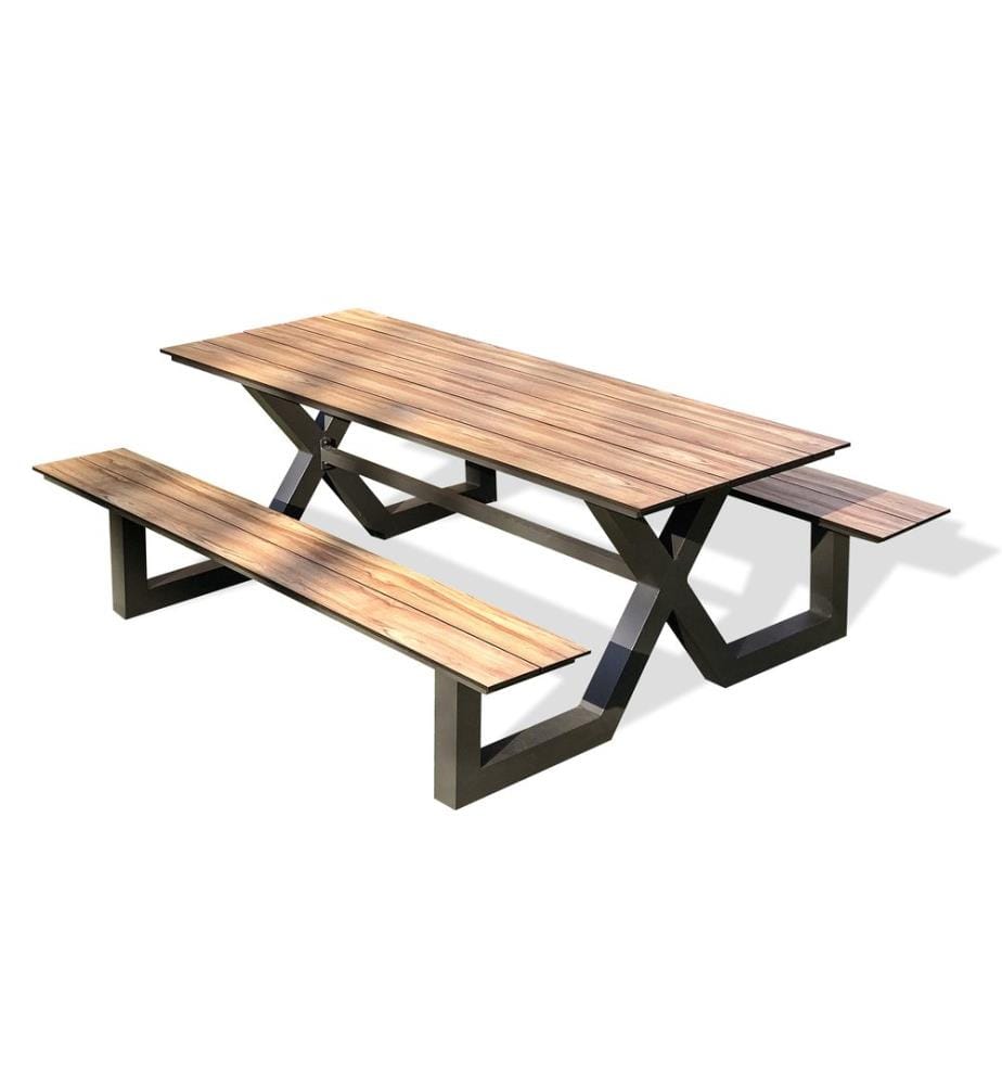 Table de Jardin Vancouver avec Bancs 210 x 174 cm