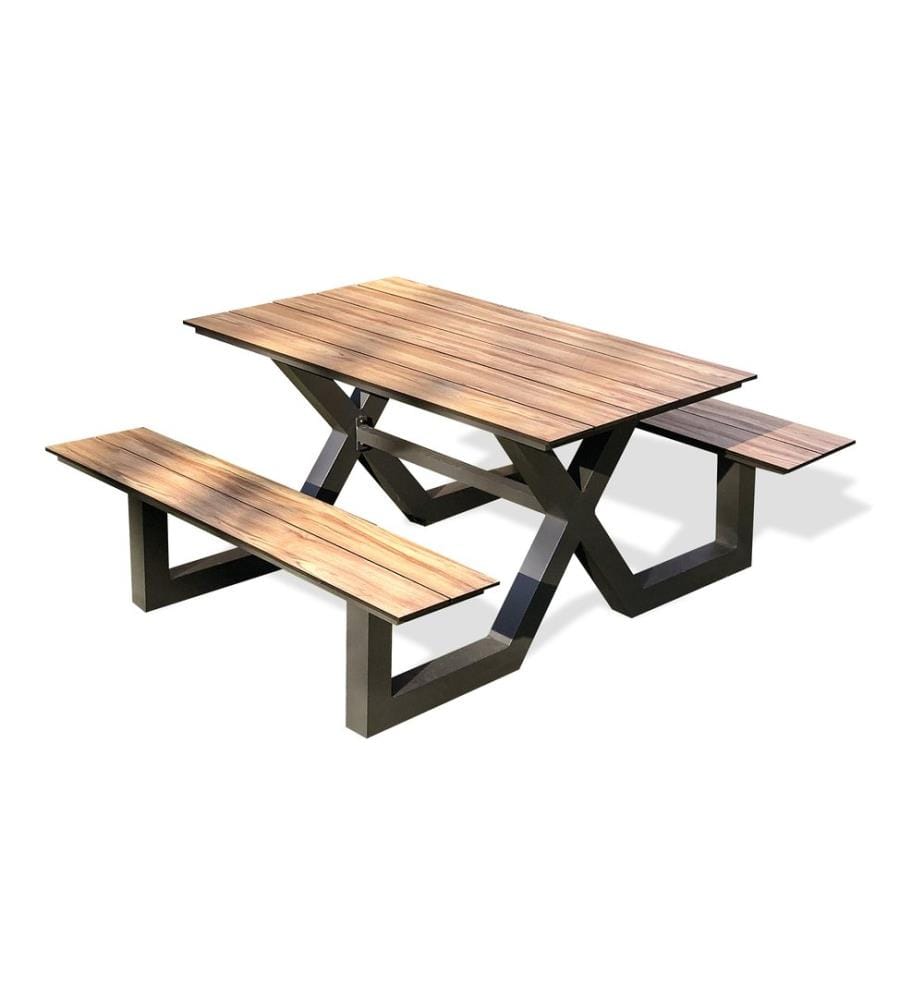 Table de Jardin Vancouver avec Bancs 150 x 164 cm
