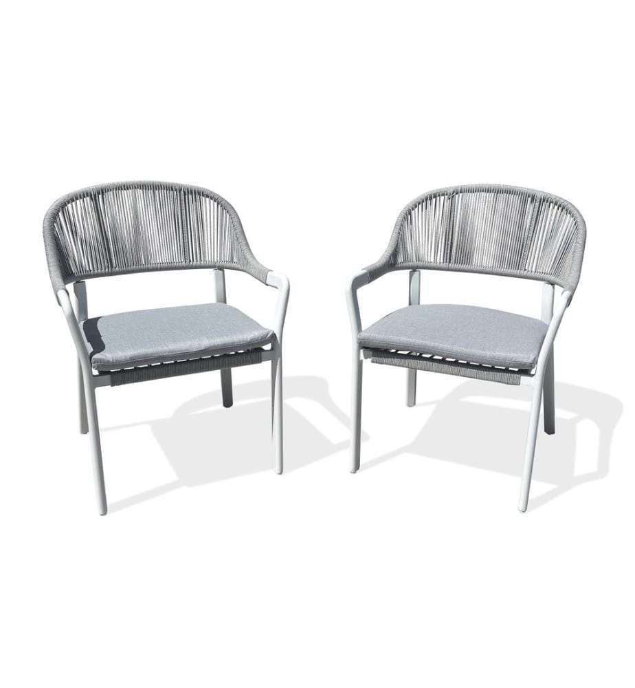 Lot de 2 Fauteuils de Jardin Abella - Blanc