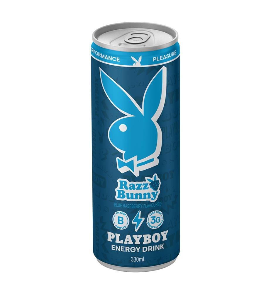 Lot de 12 Playboy Energy Drink Razz Bunny Dose - 330ml