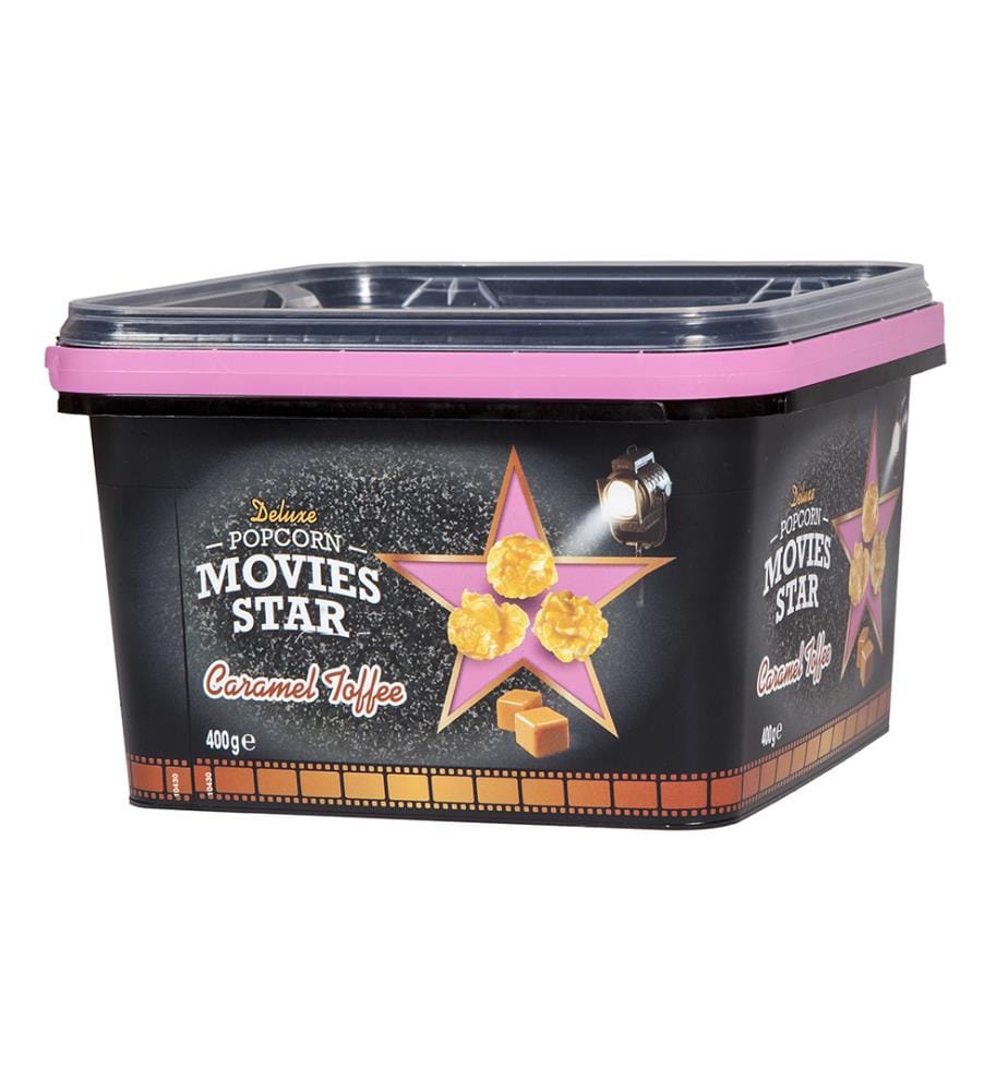 18x Movies Star Popcorn Boîte Caramel Toffee - 400g