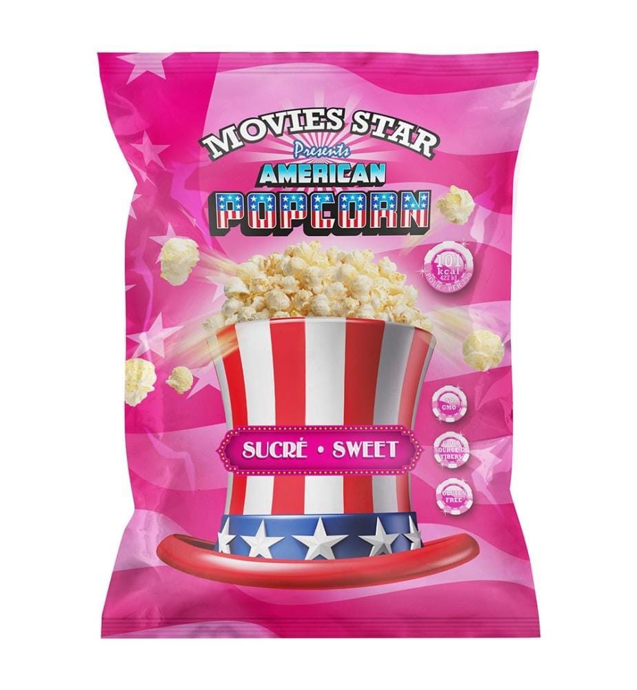18x sachets de sucre popcorn Movies Star - 150g