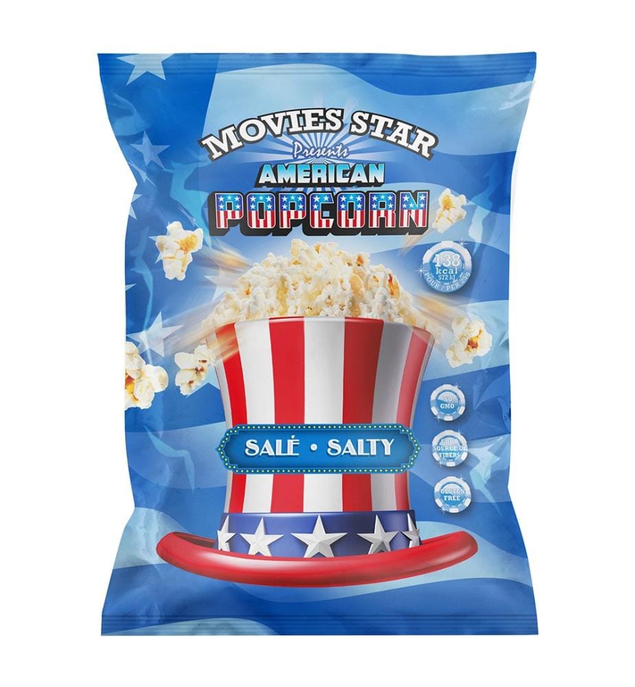 18x Movies Star Sac de sel pour pop-corn - 80g