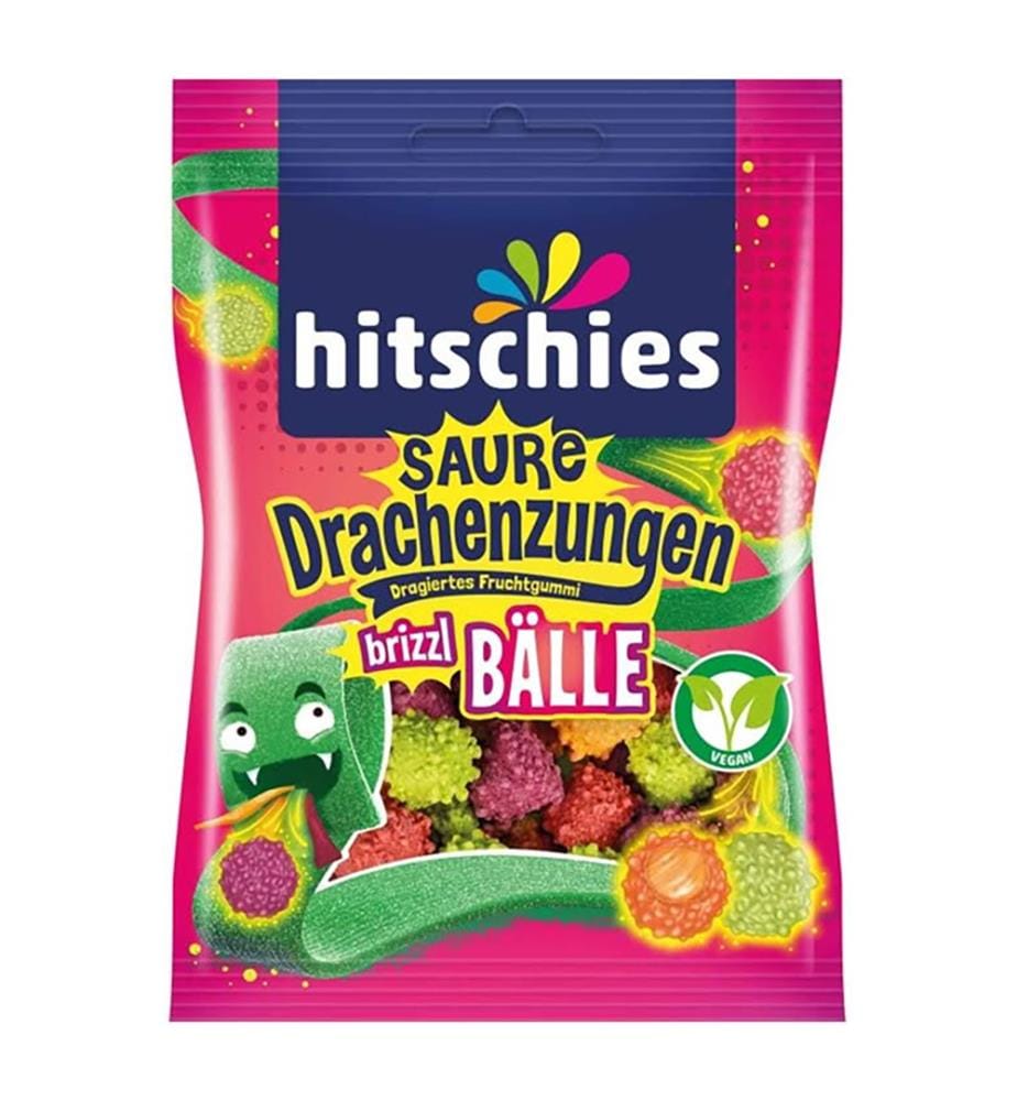 Lot de 12 Hitschies saure Drachenzungen brizzl Bälle Beutel - 100g