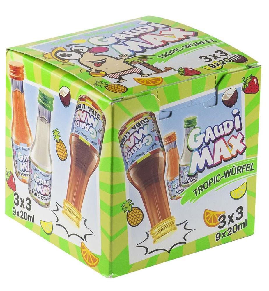 9x Gaudi Max Tropic Mix Liqueur 16-17% Vol., 3x3 - 20ml
