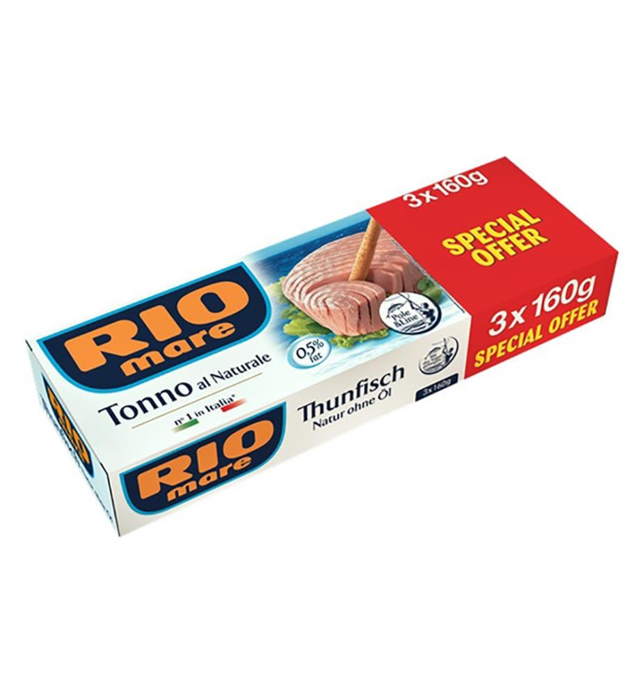 Rio Mare Tonno/Thon au naturel dans son eau de saumure - 3 x 160 g