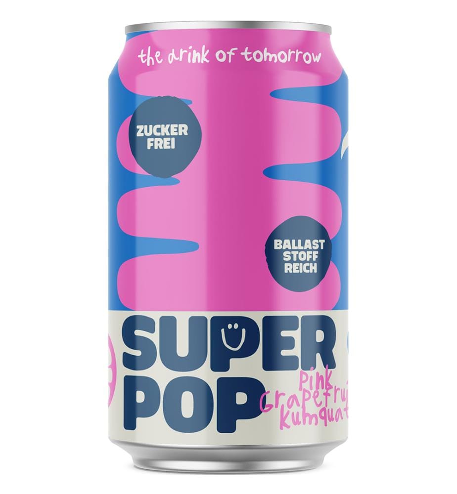 Lot de 24 Boissons pétillantes Super Pop Pamplemousse Rose-Kumquat - 330ml