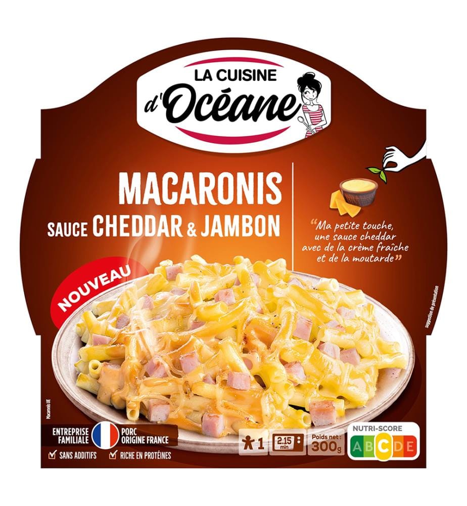 Lot de 11 La Cuisine d'Océane Fertiggericht Makkaroni mit Cheddar&Schinken Sauce - 300g;
