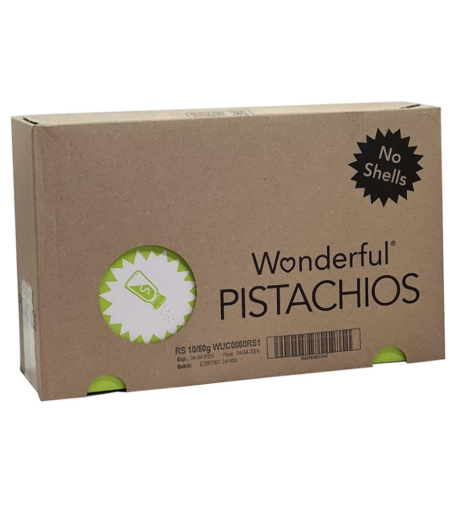 10x Wonderful Pistaches grillées & salées, sans coque - 60g