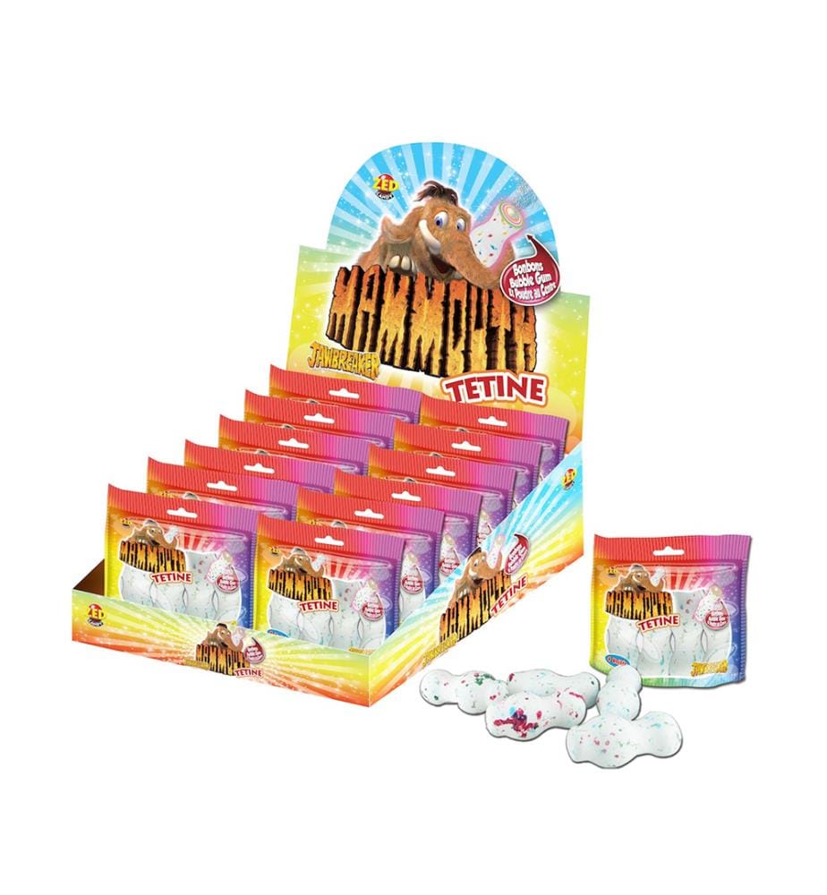 20 sachets de 4 tétines ZED Mammouth, sachet « Bubble Gum » de 112 g