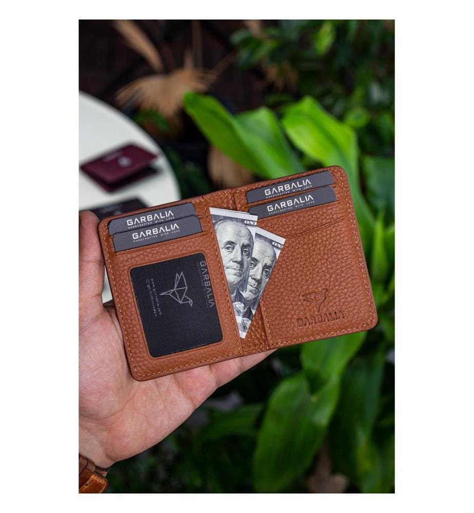 Porte-cartes, 100 % cuir véritable, couleur fauve