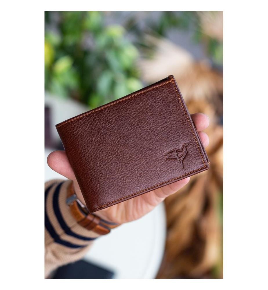 Porte-cartes, 100 % cuir véritable, couleur fauve