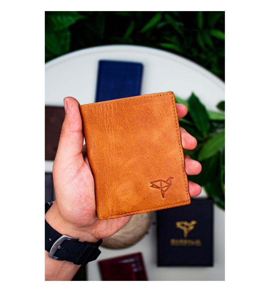 Porte-cartes, 100 % cuir véritable, couleur fauve