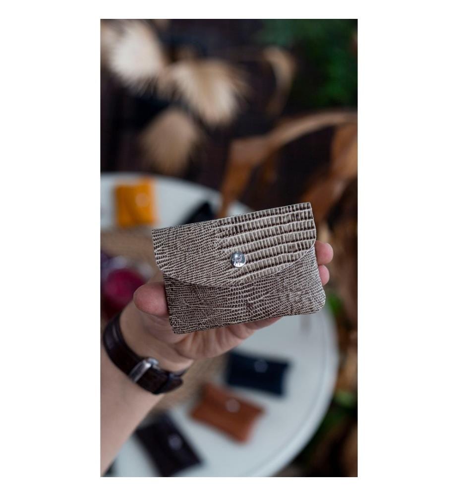 Porte-cartes, 100 % cuir véritable, couleur latte