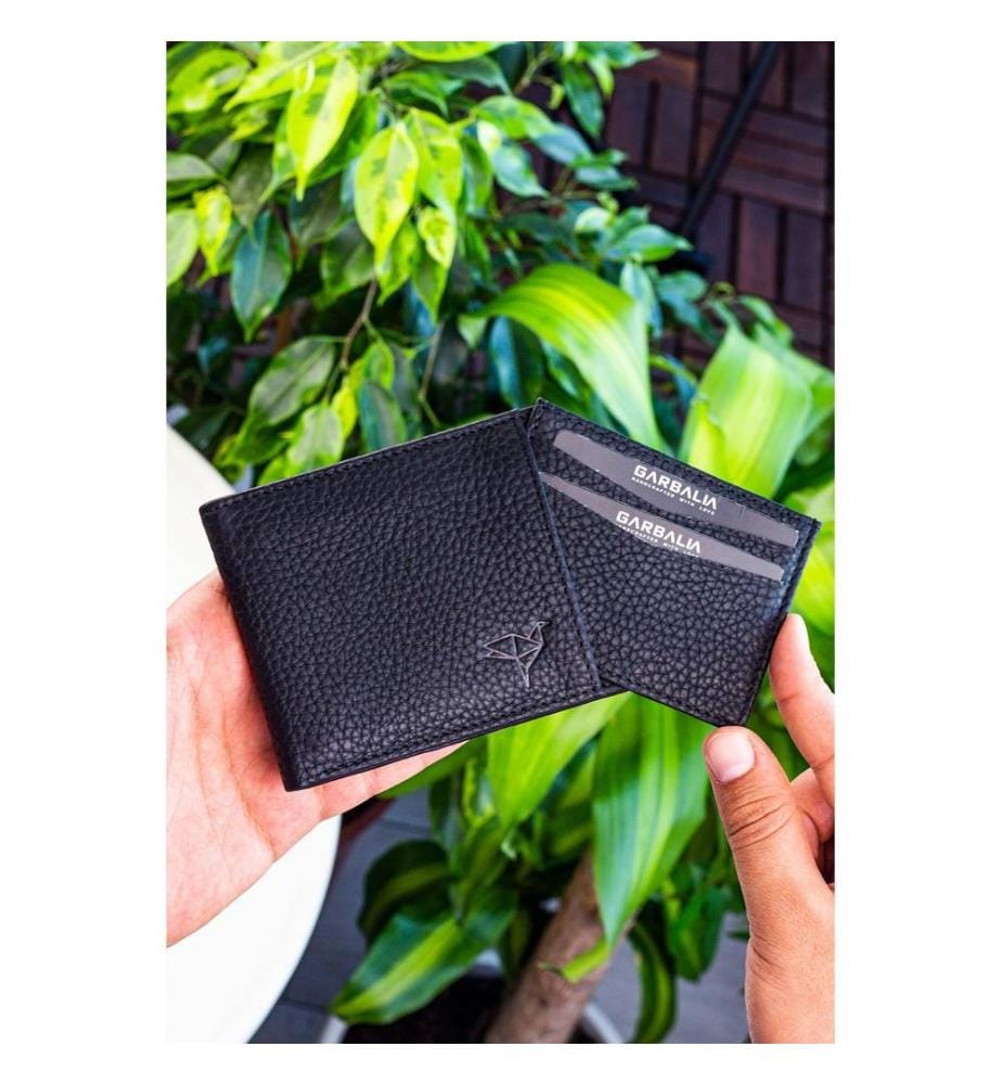 Porte-cartes, 100 % cuir véritable, noir