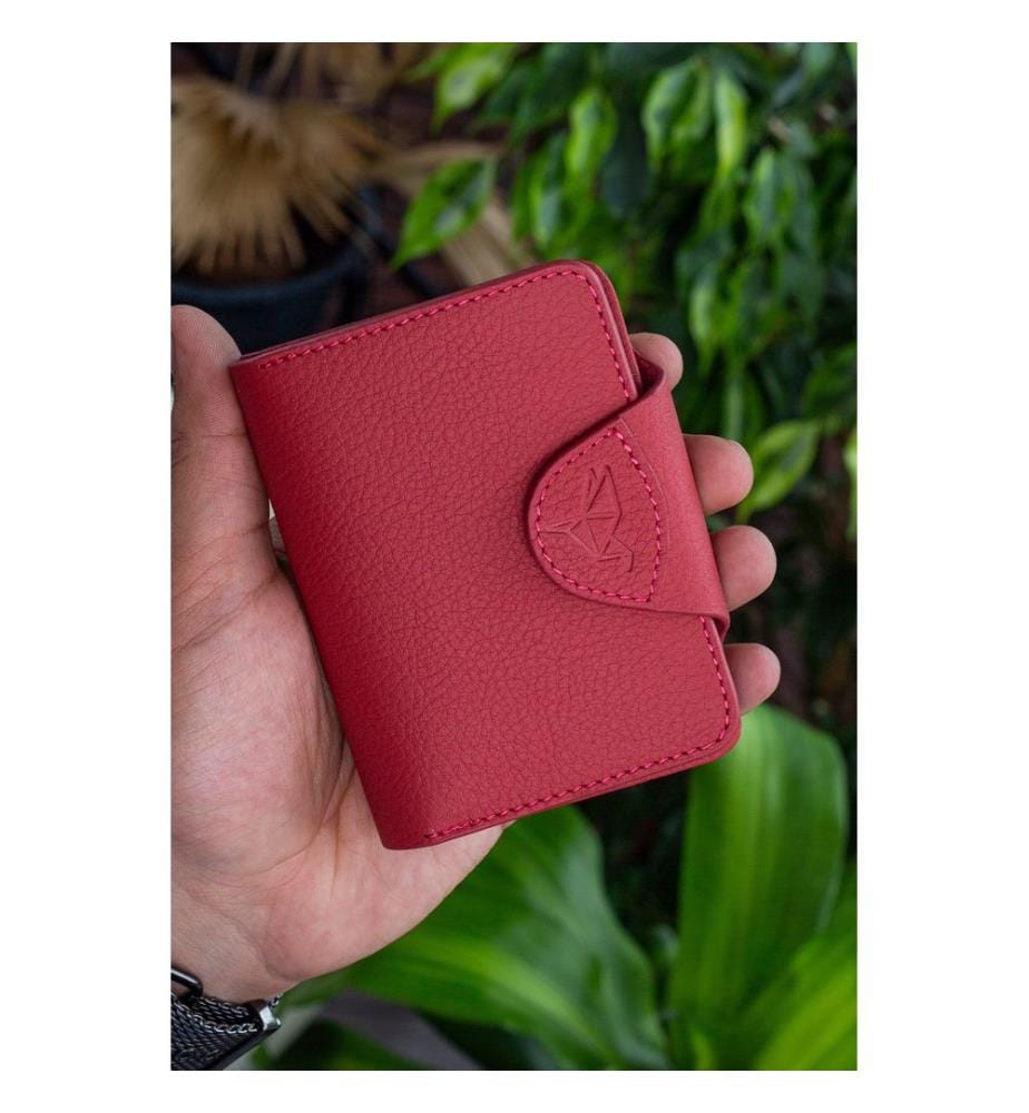 Porte-cartes, 100 % cuir véritable, rose poudré