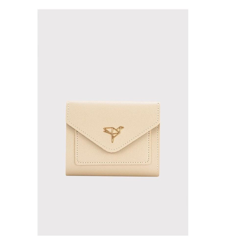 Portefeuille femme, 100 % cuir PU, beige
