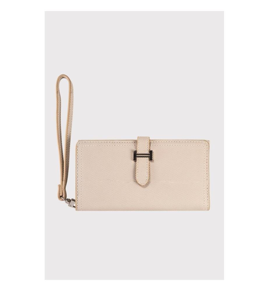 Portefeuille femme, 100 % cuir PU, beige