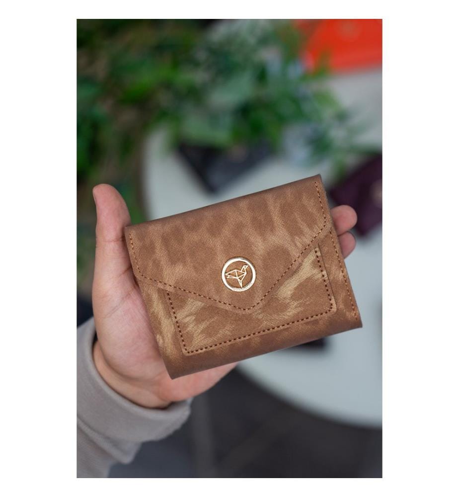 Portefeuille femme, 100 % cuir PU, doré, motif léopard