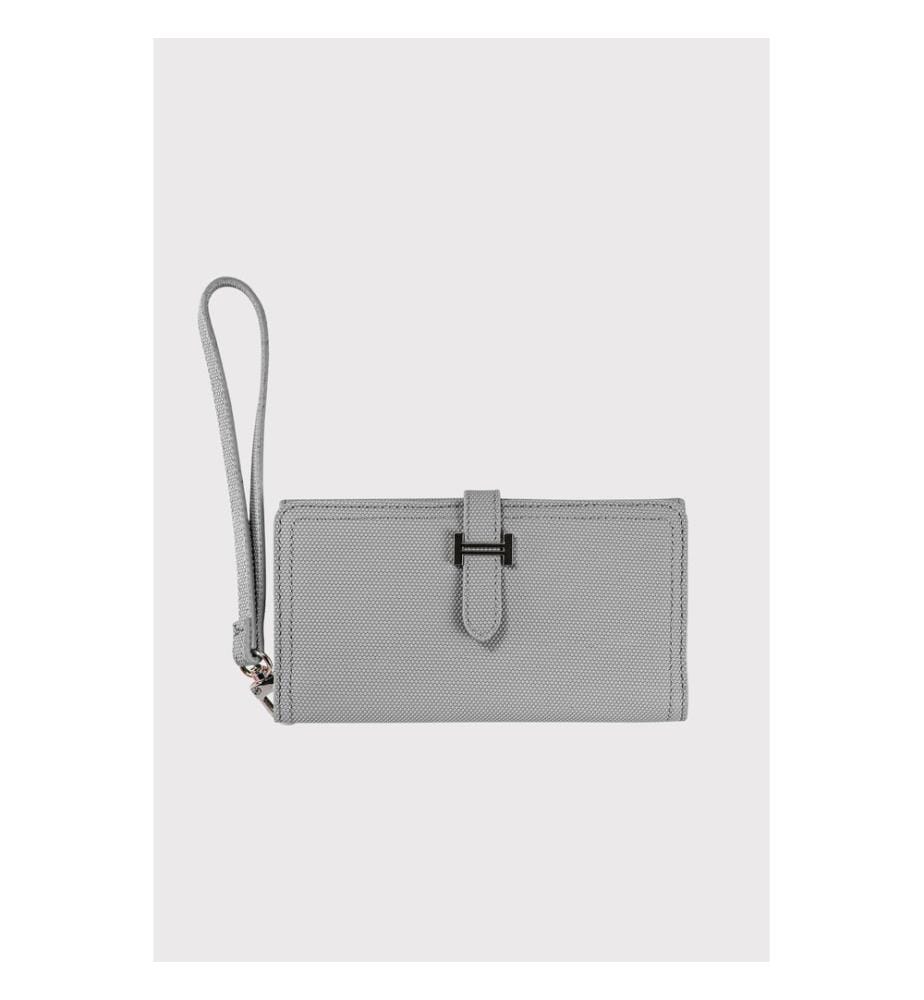 Portefeuille femme, 100 % cuir PU, gris
