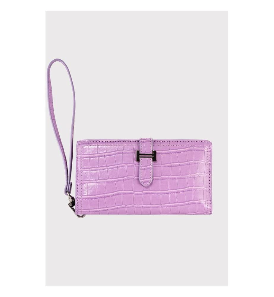 Portefeuille femme, 100 % cuir PU, lilas