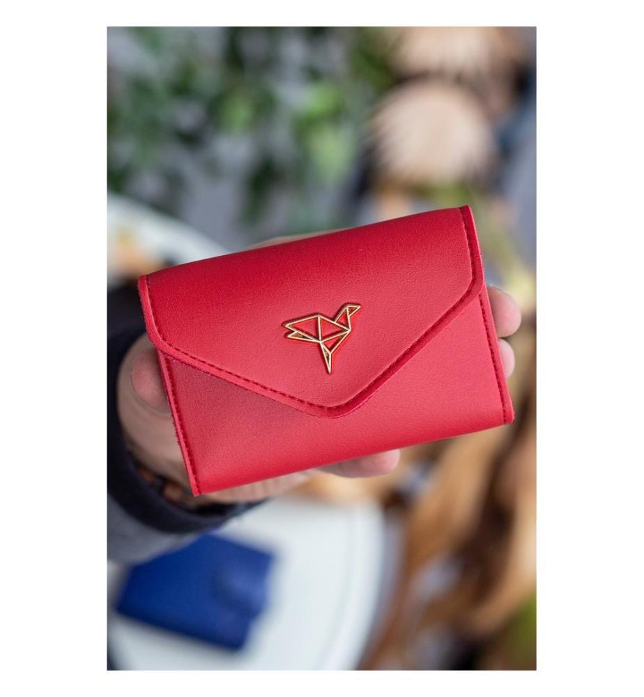Portefeuille femme, 100 % cuir PU, rouge