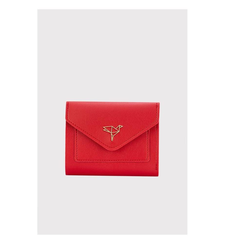 Portefeuille femme, 100 % cuir PU, rouge