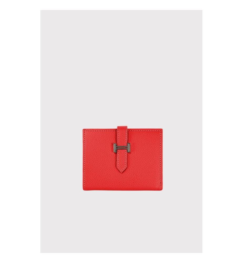 Portefeuille femme, 100 % cuir PU, rouge