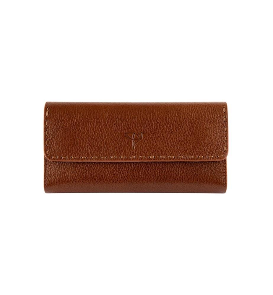 Portefeuille femme, 100 % cuir véritable, couleur fauve
