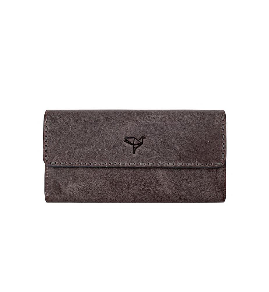 Portefeuille femme, 100 % cuir véritable, gris