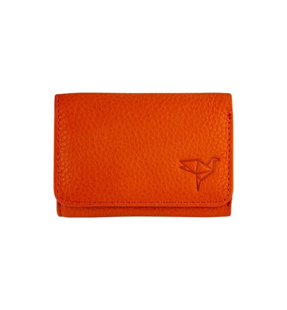 Portefeuille femme, 100 % cuir véritable, orange