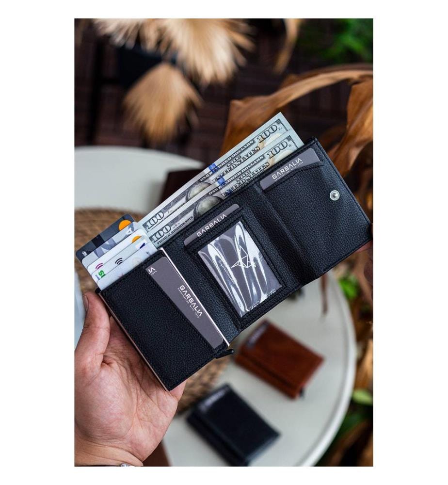 Portefeuille homme, 100 % cuir PU, noir