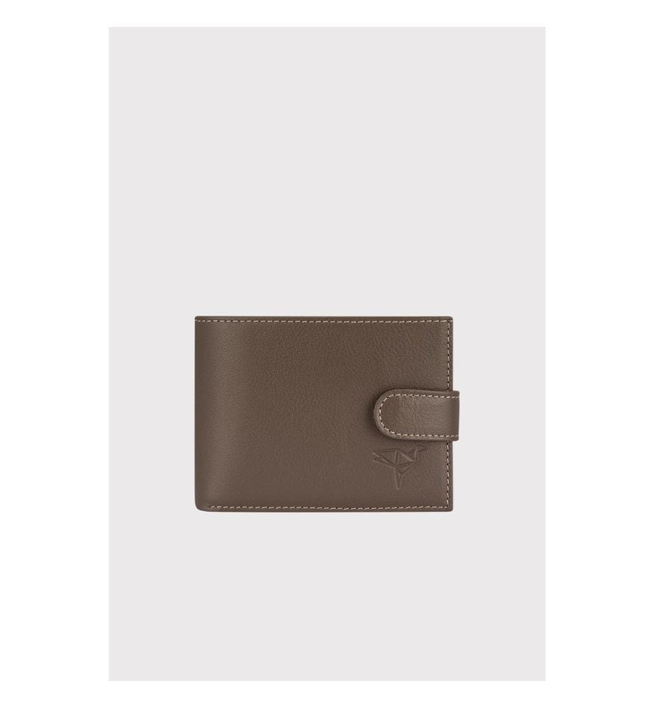 Portefeuille homme, 100 % cuir véritable, beige