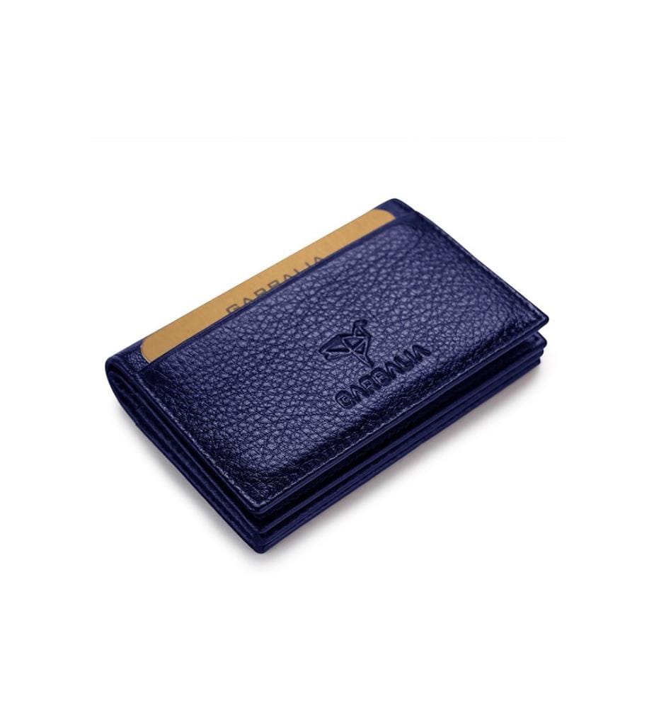 Portefeuille homme, 100 % cuir véritable, bleu foncé