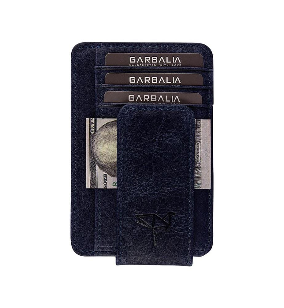 Portefeuille homme, 100 % cuir véritable, bleu foncé