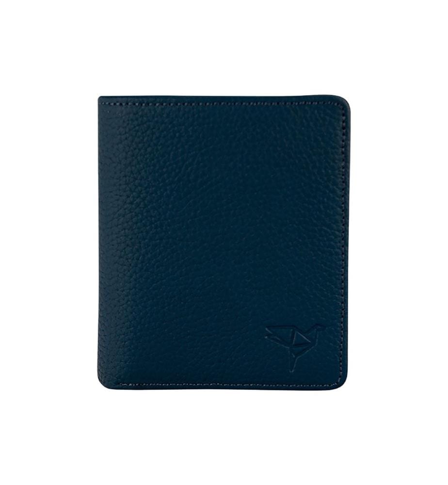 Portefeuille homme, 100 % cuir véritable, bleu pétrole