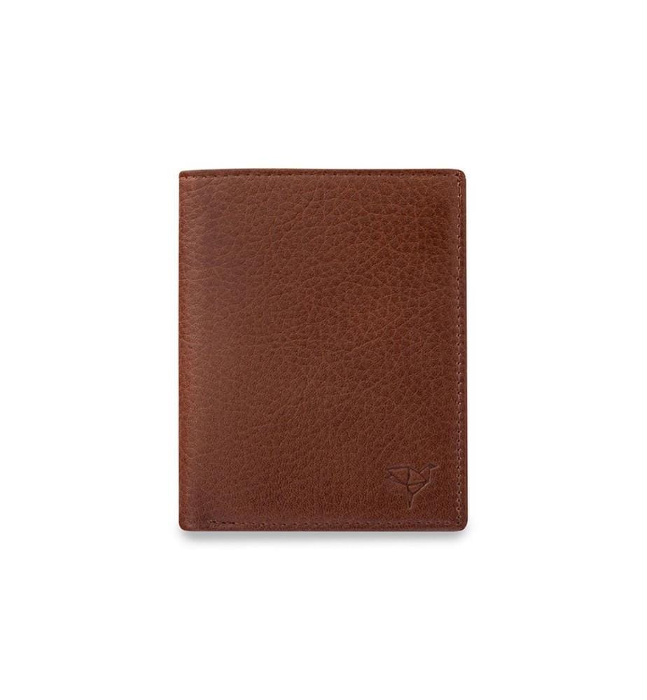 Portefeuille homme, 100 % cuir véritable, couleur fauve