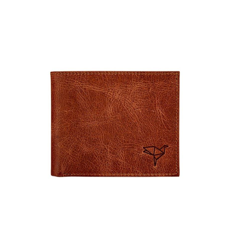 Portefeuille homme, 100 % cuir véritable, couleur fauve