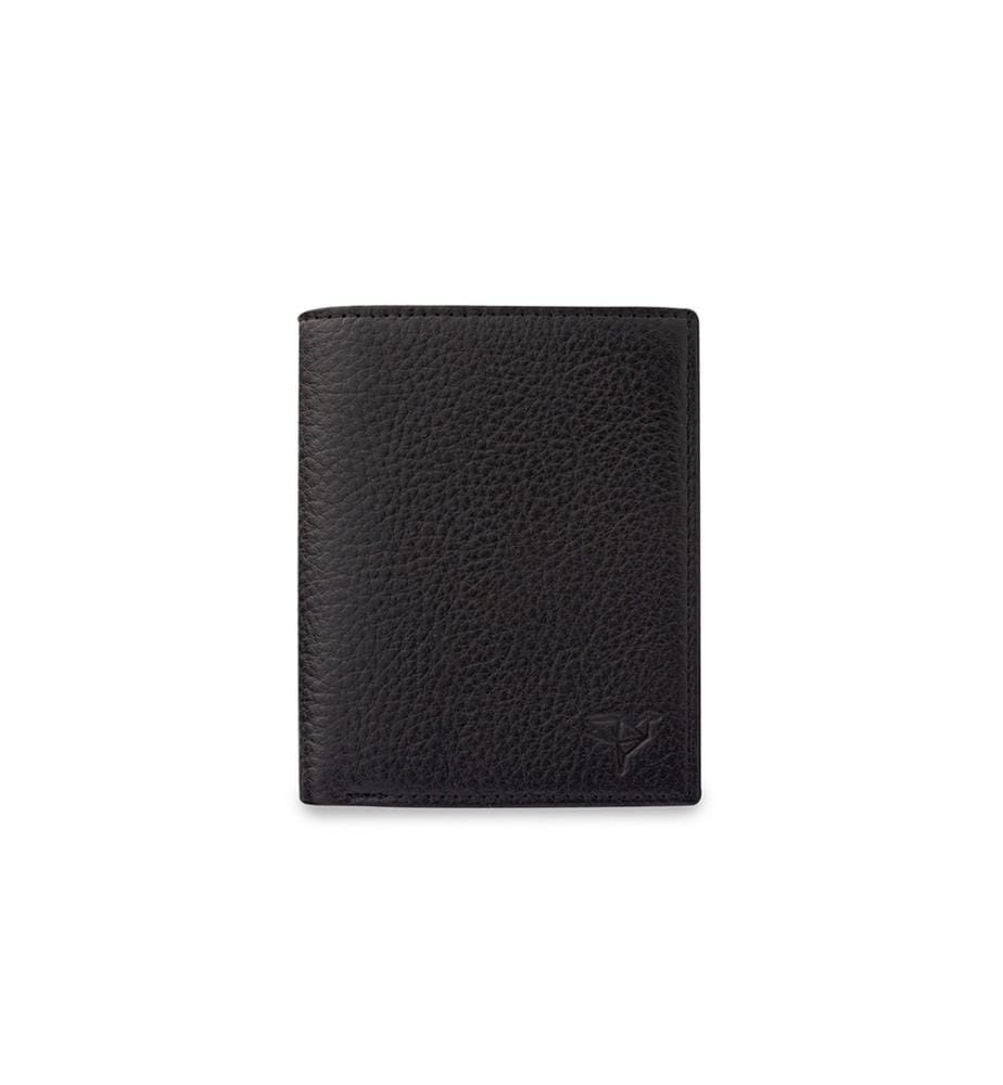 Portefeuille homme, 100 % cuir véritable, noir