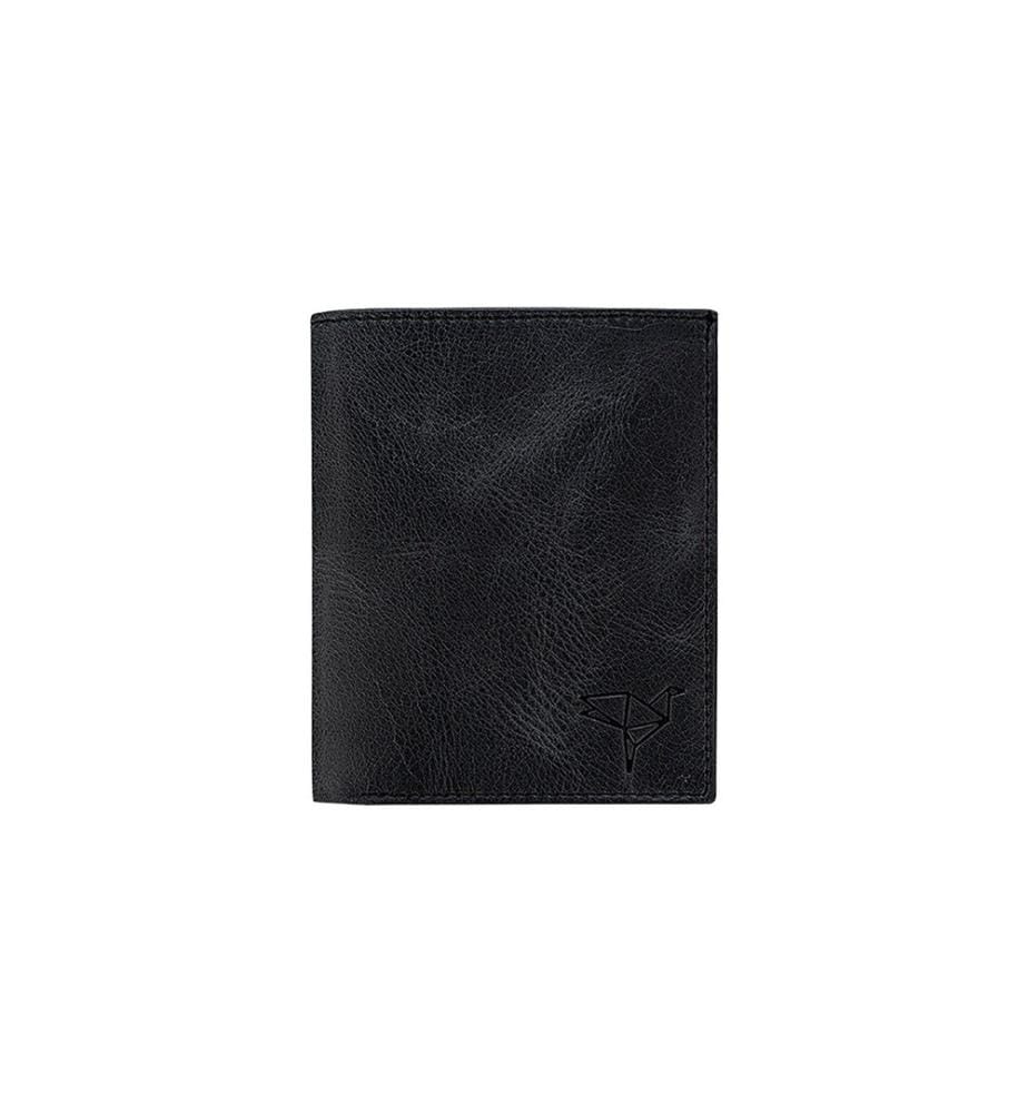 Portefeuille homme, 100 % cuir véritable, noir