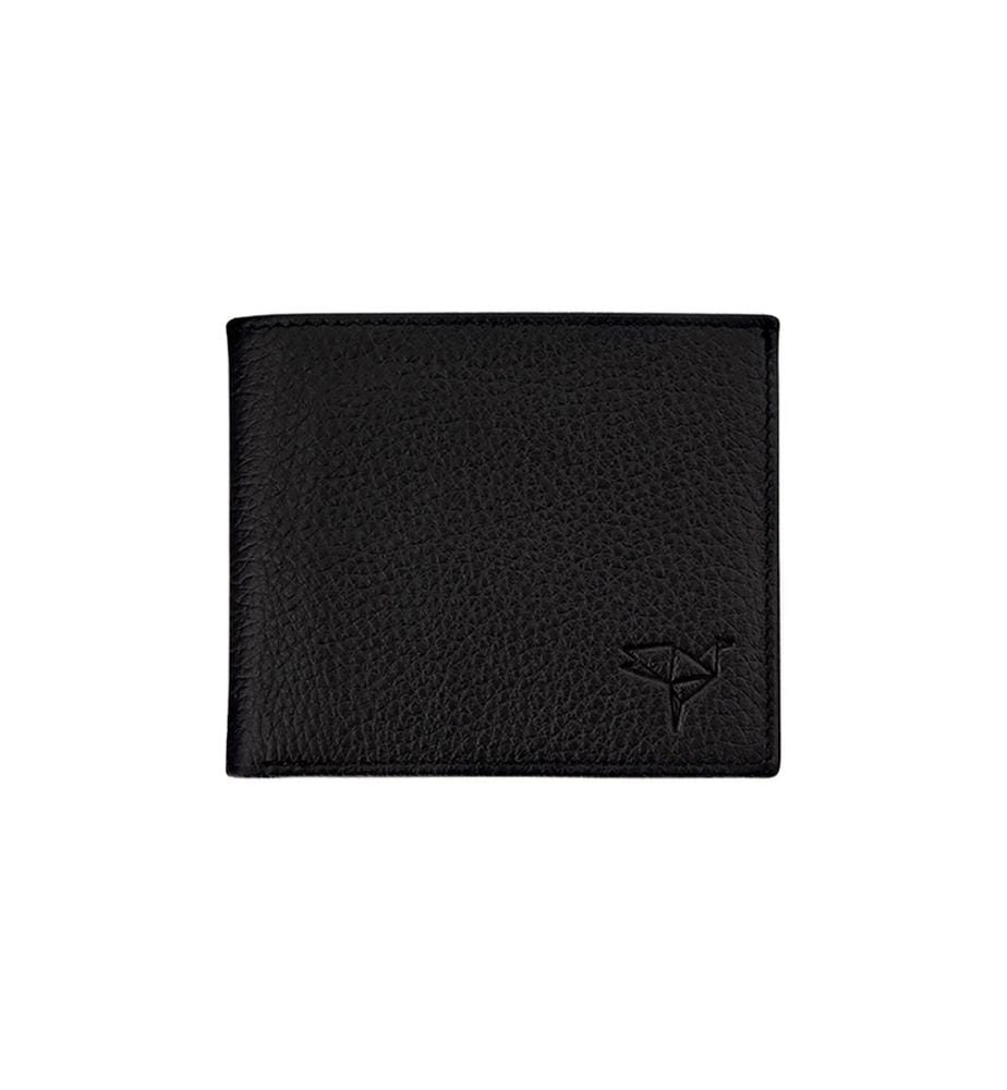 Portefeuille homme, 100 % cuir véritable, noir