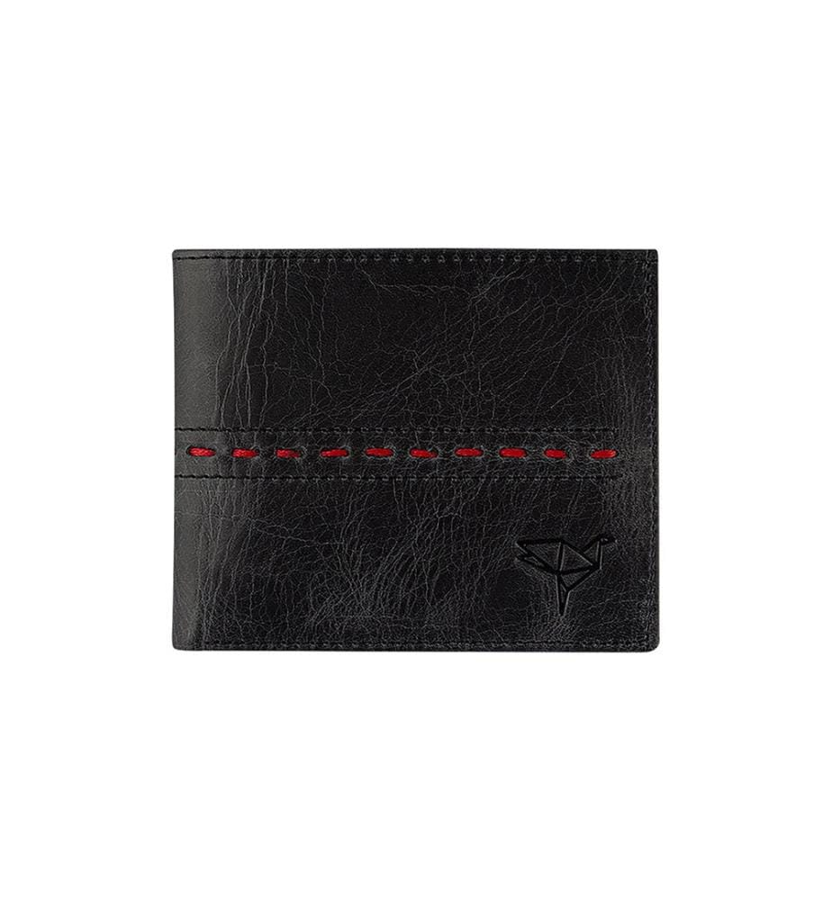 Portefeuille homme, 100 % cuir véritable, noir