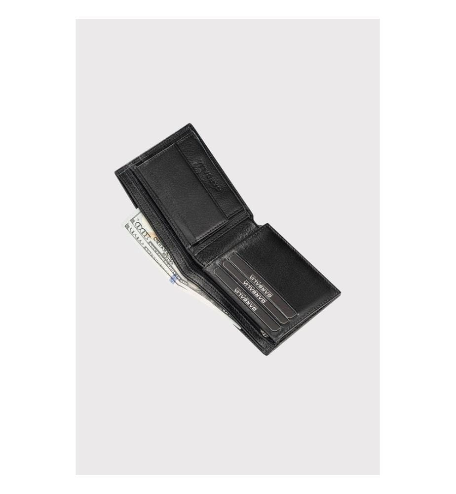 Portefeuille homme, 100 % cuir véritable, noir