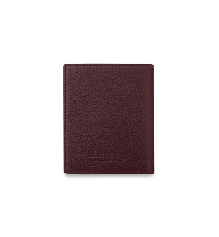 Portefeuille homme, 100 % cuir véritable, rouge bordeaux