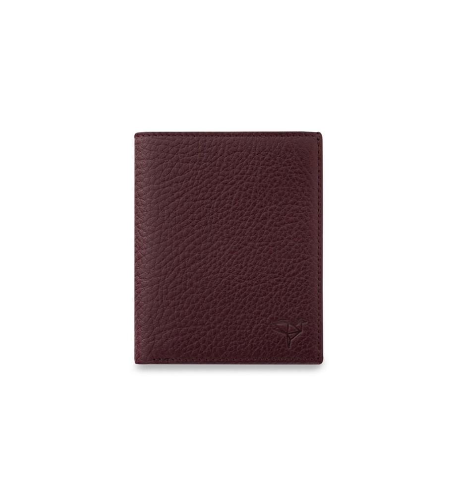 Portefeuille homme, 100 % cuir véritable, rouge bordeaux