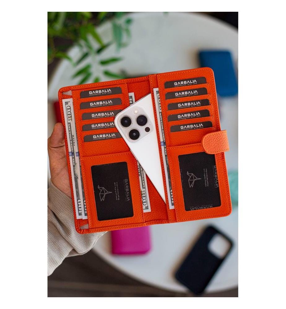 Portefeuille unisexe, 100 % cuir PU, orange