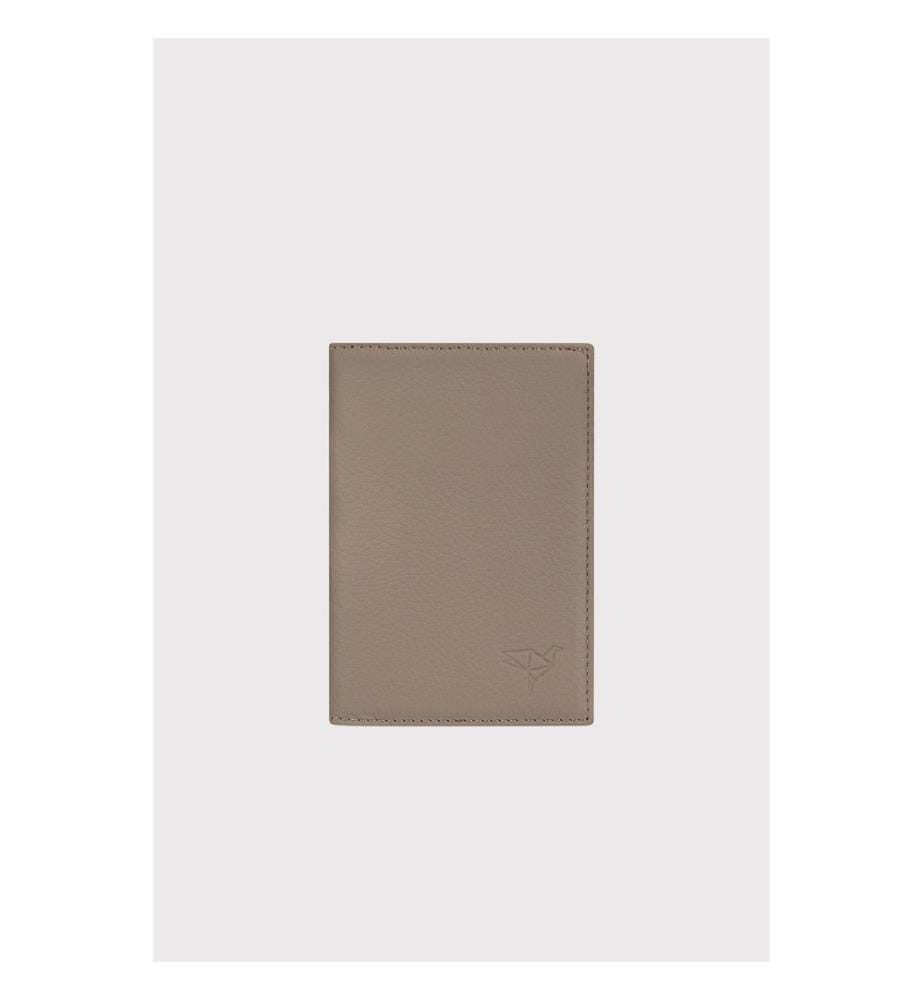Portefeuille unisexe, 100 % cuir véritable, beige